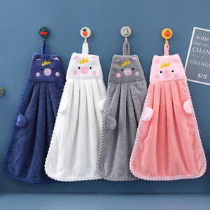 Coral Fleece Hanging Hand Towel Round Abstract Pattern Quick Dry Kitchen Bathroom Use - Product Image 2