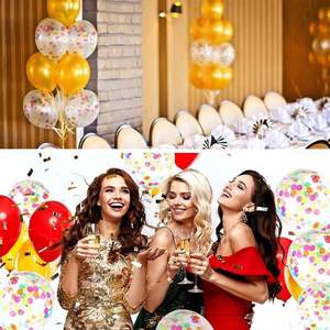 Artículos para Fiestas de Cumpleaños y Bodas, Confeti Dorado Brillante, Globo de Helio de Látex de 12 Pulgadas - Product Image 6