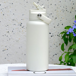 BPA Free 32oz Metal 4-in-1 Straw Lid Water Bottle 32oz Hot Cold Insulated Travel Canteen for Office - Product Image 1
