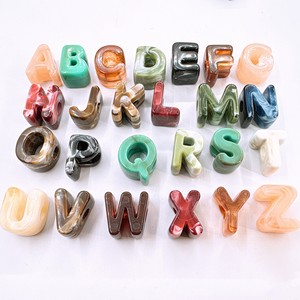 Perles Alphabet en Acrylique Épais Effet Marbre, Grand Trou, Lettres A-Z, pour Fabrication de Bijoux DIY, Porte-clés, Bracelets, Chaînes de Téléphone, Vente en Gros - Product Image 2