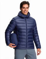 Veste d'hiver légère et pliable pour homme Pioneer Camp, imperméable, avec capuche, rembourrage 90% duvet de canard, isolée et chaude