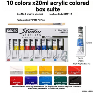 Ensemble de <span class=keywords><strong>peinture</strong></span> acrylique d'art professionnel Pébéo Tubes de 20ml 10/20/30/40 High Pigment Artist Grade Colors Canvas Wood Fabric Glass Non - Product Image 6