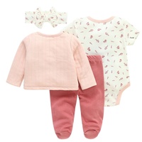 Nouvel Ensemble Bébé Printemps Automne en Gros, Tenue Adorable en Coton pour Bébé 0-1 An avec Porte-Vêtements et Sous-Vêtements Deux Pièces