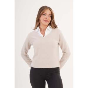 Blusa de Mujer al por Mayor, Adornada con Piedras, Cuello de Satén Asimétrico, Estampado a Cuadros, Corte Holgado, Tallas XS-XL, para Oficina, Temporada de Otoño - Product Image 6