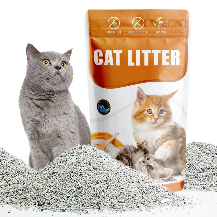 Muawu kaliteli Spattered ham Mineral kedi çöp tahıl düşük toz kedi kumu etkili kokuyu ezilmiş kedi kumu