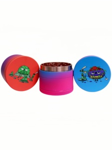 <b>Herb</b> Grinder 6 Pcs Display <b>Box</b> Round Plastic Magnetic Lid Sharp Teeth Colorful Design for Smooth Grinding - Product Image 2