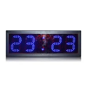 شاشة LED رقمية بتوقيت ودرجة حرارة داخلية شاشة عرض ساعة زرقاء 4.0 بوصة شاشة ساعة حائط