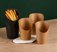 Gobelets en papier kraft pour frites, porte-frites, gobelets jetables pour gaufrettes, gobelets en papier pour snacks, vaisselle avec logo personnalisé