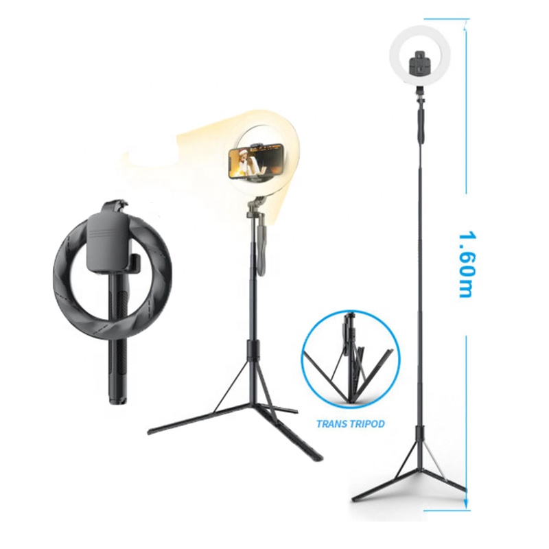 L06 1,6 м портативный беспроводной пульт дистанционного управления складной 8 дюймов с регулируемой яркостью камера телефон светодиодный кольцевой светильник селфи-палка штатив