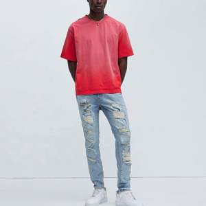 Premium 250gsm 100% Camiseta de algodón Camisetas de punto de gran tamaño Fabricante de camisetas lisas personalizadas - Product Image 3