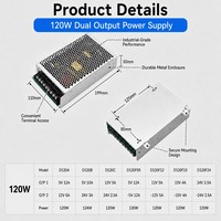 Alimentation électrique à double sortie 120W 5V 12V 15V 24V ±5V ±12V ±15V ±24V Deux sorties indépendantes Alimentation électrique à double commutation AC DC 120W