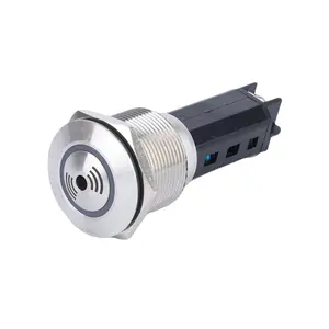 Flat Flash 22mm Waterproof Mechanical Metal Electrical On Off Red LED Screw Buzzer Push Button Switch