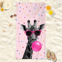 Serviette de bain de plage en microfibre à séchage rapide, motif animaux de dessin animé, mignonne et portable pour l'été