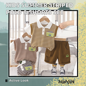 LYFS LY1209H118 Camiseta Polo Deportiva de Manga Corta a Rayas para Niños, Pantalones Cortos Casuales, Precio Económico, Mancuernillas para Niños - Product Image 2