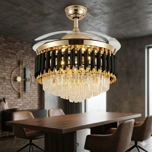 Switch and <b>Remote</b> <b>Control</b> 36-Inch LED Crystal Ceiling <b>Fans</b> with DC Motor Multiple Size Colorful Lighting for Room Decorations - Product Image 3