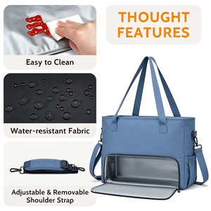 Nouveau sac fourre-tout tendance réutilisable imperméable 22L léger pliable grande capacité pour femmes avec compartiment isotherme pour ordinateur portable 15,6 pouces - Product Image 3