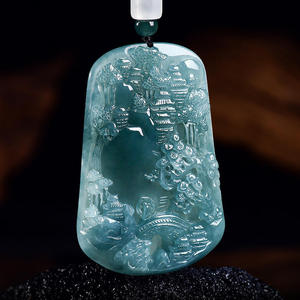 Pendentif en jade naturel bleu aquatique, style chinois, design original, cadeau avec certificat d'évaluation SS01 - Product Image 2