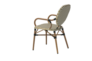 Chaise de bistrot française empilable pour l'extérieur avec structure en aluminium, imprimé bambou, rotin PE tressé résistant aux intempéries pour café <span class=keywords><strong>parisien</strong></span> et terrasse - Product Image 5