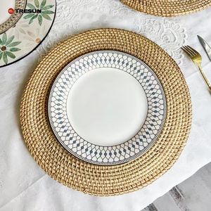 Handmade Rattan Charger Plate for Wedding Tabletop Floral Pattern <b>Wall</b> Hanging <b>Decor</b> Natural <b>Wicker</b> Home Decorative Decorations - Product Image 6