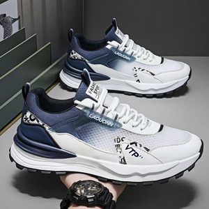 Zapatillas deportivas casuales de verano para hombre de marca de moda de alta gama con cordones, transpirables, de malla, cuero vacuno, suela de goma, estilo bajo y suave. - Product Image 2