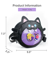 Tas Selempang PVC Motif Kucing Lucu untuk Anak Perempuan, Desain Logo Kustom, Cocok untuk Sekolah, Gaya Kawaii, Model Ita Bag
