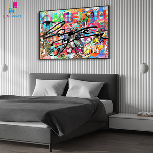 UNIART ti amo Poster di arte su tela di Graffiti e stampa di immagini artistiche da parete Poster di decorazioni per la camera da letto moderna Banksy Graffiti <span class=keywords><strong>Art</strong></span> - Product Image 6