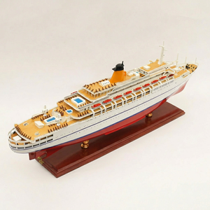 Fait main M.S. Modèle de paquebot en bois Epomeo - Maquette de navire de croisière vintage pour la décoration de la maison ou du bureau - Product Image 1