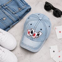 Casquette de baseball en denim délavé et vieilli avec surpiqûres contrastées, vente en gros, personnalisable, fournisseur OEM ODM, fabricant