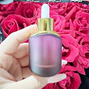 Custom Color 15ml 30ml 50ml 100ml Transparent Grey Purple Cosmetic Packaging Glass Serum <b>Bottles</b> and <b>Dropper</b> Lid - Product Image 4