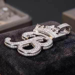 Luxury 925 Silver Moissanite Crown Pendant With Round Brilliant <b>Cut</b> <b>Stones</b> Channel Set Iced Hip Hop Themed Unisex every day wear - Product Image 4