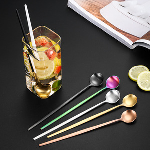 Cuchara para remover café de acero inoxidable, mango largo, duradera, para cócteles, bar, hielo, color sólido, para adultos - Product Image 4