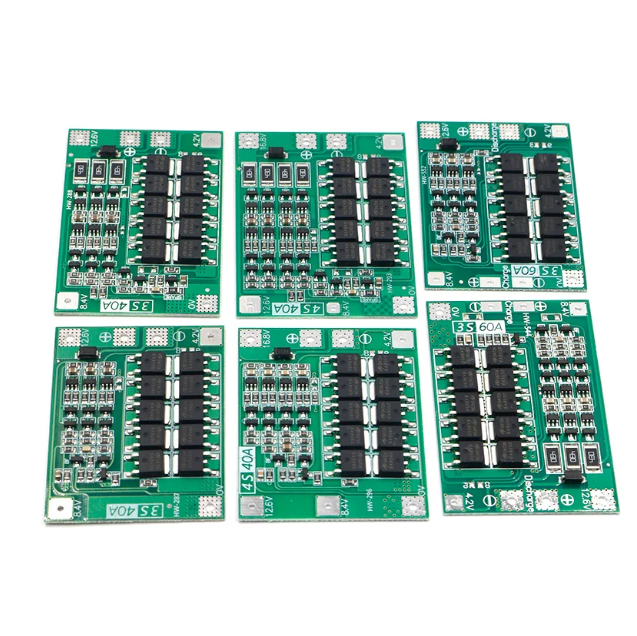 New 3-pack 4-pack 12.6V 18650 Lithium Battery Protection Board with Equalization and Power protection Board 40A/60A Current