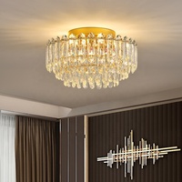 Lustre en cristal à base de fer de luxe léger pour salon et restaurant, luminaire LED moderne et élégant à montage en surface
