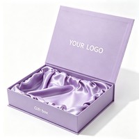 Boîte cadeau magnétique élégante avec couvercle à rabat, doublée de satin, pour perruques, emballage personnalisé avec logo doré, boîte de luxe pour cheveux avec logo