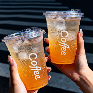 Gobelets jetables personnalisés en PET transparent de 98 mm à fond plat avec couvercle, 12 oz, pour smoothies, boissons froides et thé au lait - Product Image 3
