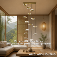 Lustre long pour escalier, grand modèle pour villa duplex, loft, maison auto-construite, design moderne et simple, luxe léger, design soucoupe volante en fer LED