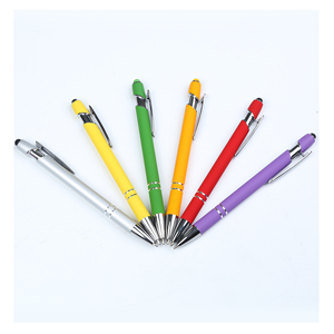 Stylo bille publicitaire en aluminium le moins cher avec pointe tactile en caoutchouc souple, logo personnalisé pour téléphone portable - Product Image 1