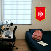 Vente en gros Mini fanion drapeaux de voiture 20x30cm Tunisie décoration murale petits ornements suspendus impression numérique