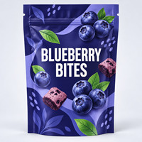 Pochette verticale en Mylar avec fenêtre, logo personnalisé imprimé, barrière anti-humidité et thermoscellable pour l'emballage des myrtilles