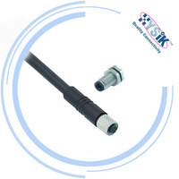 Cable de Sensor M5 blindado, conector circular M5 de 3 pines y 4 pines en ángulo recto, conector impermeable