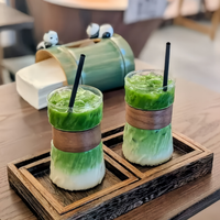 Mug à café en verre isolé au design moderne en forme de bambou, transparent, pour matcha, thé au lait et latte glacé américain