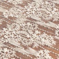 Nappe ronde vintage française brodée en polyester certifiée OEKO-TEX, dentelle florale décorative pour table de salle à manger ou de mariage
