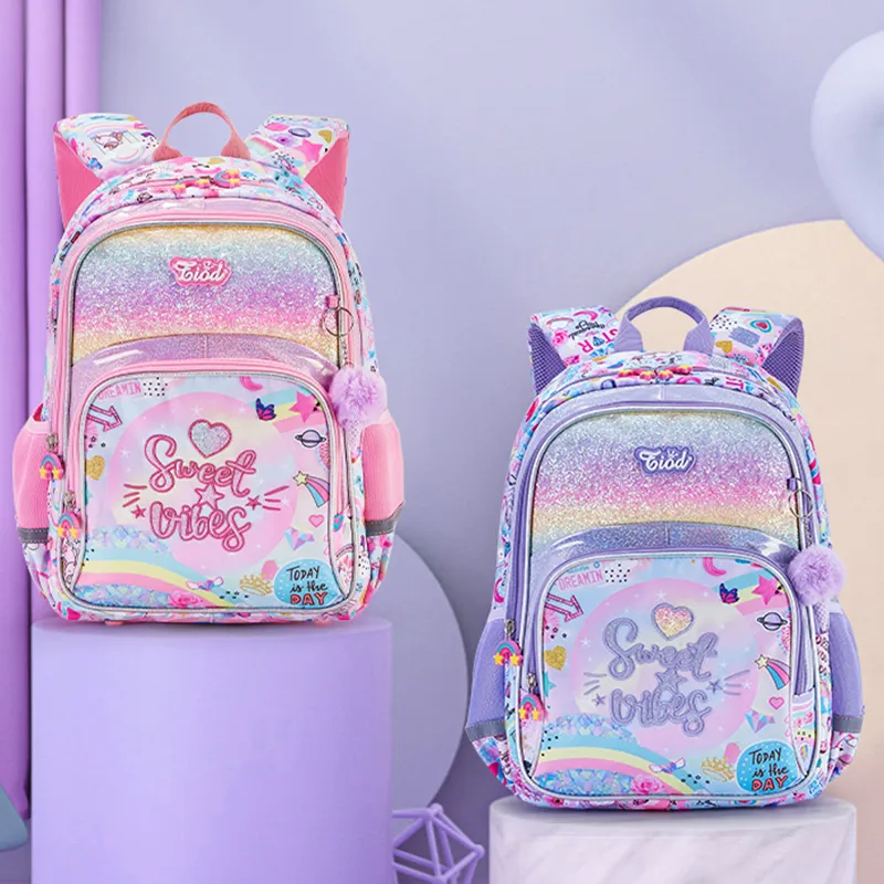 Large capacity EVA sweet sequin glitter pink backpack custom mochila kawaii school bag set for kids