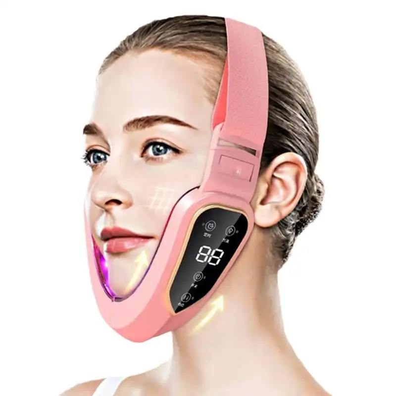 KKS खूबसूरत उत्पाद चेहरे लिफ्ट डिवाइस डबल ठोड़ी V अंकित आकार गाल लिफ्ट एलईडी फोटॉन चिकित्सा चेहरे स्लिमिंग कंपन मालिश