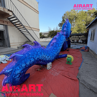Dragon chinois gonflable géant réaliste bleu, sculpture de dragon oriental texturée sur mesure pour festival en plein air, centre commercial, exposition