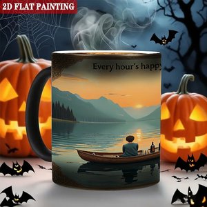 Frosted Black <b>Ceramic</b> <b>Mug</b> 11oz Heat Changing Magic Cup Happy Hour Design - Product Image 6