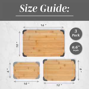 Ensemble de 3 planches à découper <span class=keywords><strong>en</strong></span> bambou biologique antidérapantes, gravables, certifiées FSC, pour la viande, les légumes et les fruits - Product Image 3