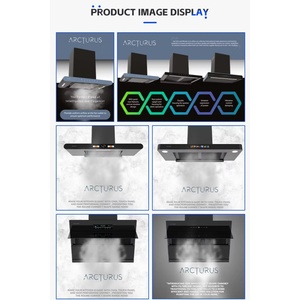 <span class=keywords><strong>Hotte</strong></span> murale intelligente noire <span class=keywords><strong>avec</strong></span> interface tactile et forte <span class=keywords><strong>extraction</strong></span> d'air pour cuisine domestique - Product Image 6