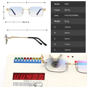 Custom Logo 2026 Fashion Men Women Rimless Square <b>Sun</b> Glasses UV400 Gradient <b>Shades</b> Metal Photochromic Sunglasses - Product Image 4
