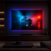 Araba Temalı 5mm LED Akrilik Duvar Sanatı Uzaktan Kumandalı Karartma Üç Işık Efekti İki Boyut Seçeneği Garaj Oyun Odası Dekorasyonu İçin